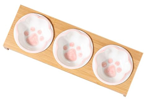 UPKOCH Set de Gamelles pour Chat Céramique Antidérapantes avec Support Gamelles Surélevées pour Animaux de Compagnie Pratique pour Chien et Chat