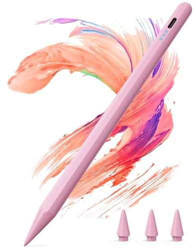 Kingone Stift für Apple iPad 2018-2026, 2X Schnellladung, kompatibel mit iPad 6~11th,Pro 11/12.9/13,Air 3~5th,Air 11/13,Mini 7/6/5th, mit Magnetischer Haftung, Palm Rejection & Neigung, Rosa.