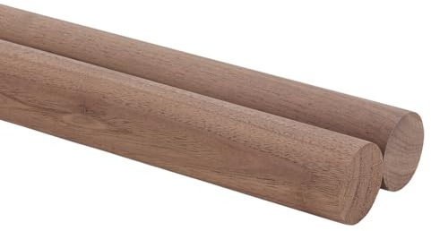 FINGERINSPIRE 2 st träpluggar i valnöt 3 x 30 cm solbränd färg svart valnöt träpinnar runda obehandlat trä för hantverk träpinnar för hantverk kakpluggar gör-det-själv handarbete projekt