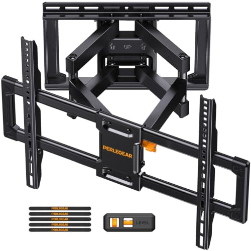 Perlegear Full-Motion Supporto TV Parete 42-90 Pollici fino a 68 kg, Supporto TV con 2 braccio articolato, Inclinazione, Rotazione, Estensione e Livellamento senza Attrezzi, VESA max 600x400 mm, PGLF8