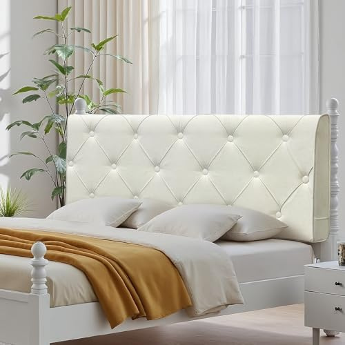 strusery Luxuriöses Kopfteil aus weichem Fleece, Beige, Wandkissen, ohne Werkzeug, multifunktionale Rückenlehne (140 x 60 x 10 cm)