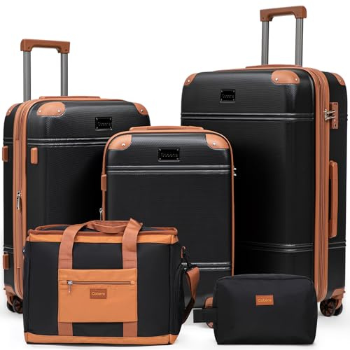 Cobens Expandable Luggage Sets 5 Piece with Detachable Spinner Wheels and TSA Lock,ABS Hard Case Suitcases with Wheels,Carry On Luggage Set