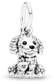 Lkwidi Femme Charms Poodle Puppy Dog Dangle Argent Sterling 925 Pendentif avec Zircon Cubique pour Bracelet-