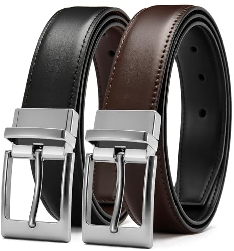 CHAOREN Cintura Uomo Pelle, 1 Cintura Nero/Marrone - 2 Colori in 1 Cinta, Reversibile Con Fibbia Girevole 32mm per Abito e Business