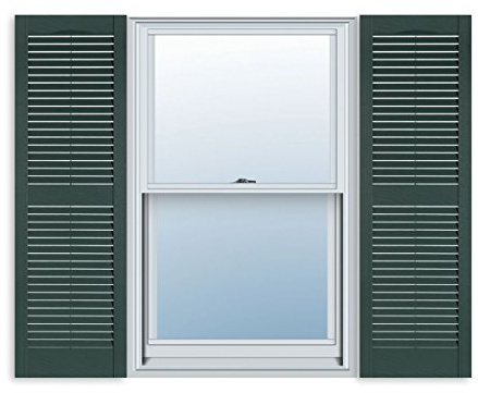 Exterior Solutions Standard Louver Exterior Vinyl Shutter, Heritage Green (Pair), 15 Inch x 39 Inch