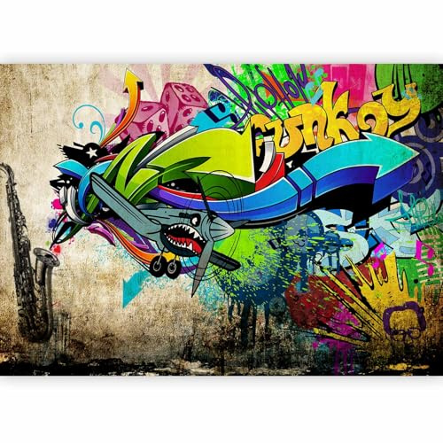 murando - Vlies Fototapete Graffiti 250x175cm Foto tapete Schlafzimmer Wohnzimmer Vliestapete XXL Wandtapete Motivtapeten 3d Effekt Wand Dekoration - Street Art Mural Betonoptik bunt 10110905-9