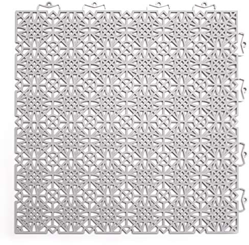andiamo Terra Sol Patio Tiles Click System - Plastic Panels Outdoor for Balcony - Patio Floor Exterior - Balcony Flooring Weatherproof - Plastic Panel Interior 2 Square Metres Light Grey