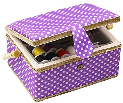 D & D Nähset-Korb für zu Hause, für Aufbewahrung und Organisation, tragbar, für Nadeln, Garn usw., Nähkorb mit Zubehör M violett