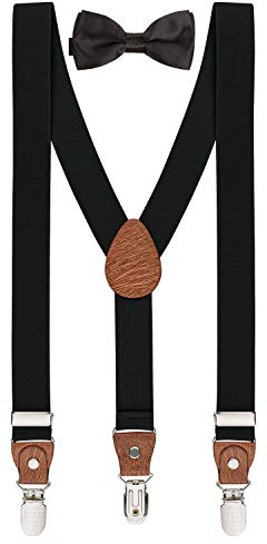 BomGuard Kinder Hosenträger & Fliege Set – Schwarz