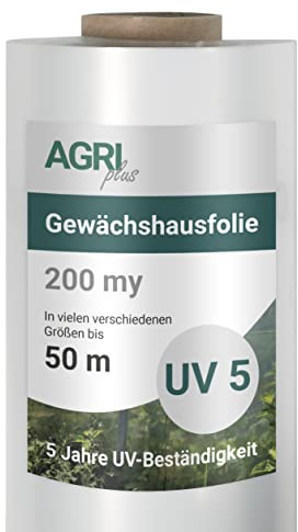 AGRI plus Film de Serre 3,2 x 5 m I Film de Jardin très Transparent indéchirable pour Couverture Outdoor I bâche de Protection résistante aux intempéries & UV 5 Ans I épais. Film 0,200 mm