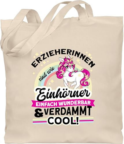 Shirtracer Baumwolltasche - Erzieherin Taschen - Erzieherinnen sind wie Einhörner - schwarz - Unisize - Naturweiß - geschenke für kindergärtnerinnen erziehertaschen kindergärtnerin erzieher baumwolle