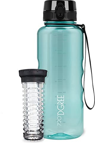720°DGREE Trinkflasche “uberBottle“ 350ml, 500ml, 650ml, 1l, 1,5 Liter softTouch +Früchtebehälter - Auslaufsicher, BPA-Frei - Wasserflasche für Kinder, Schule, Sport, Fahrrad, Gym, Outdoor