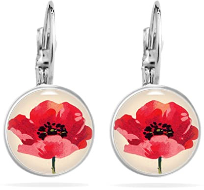 Miss Lovie Armband Mohnblume Damen Stoff Mädchen Silber Mit Edelstahl Cabochon Anhänger Geschenke Für Freundinnen Geburtstagsgeschenk Für Frauen
