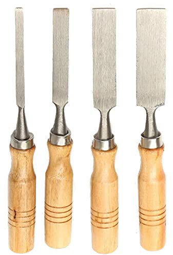 Formones Para Madera Juego de Formones Cincel de Hierro Fundido Herramientas Para Trabajar la Madera con Ango de Madera Para Carpintería Formones Para Maderade 4 Piezas