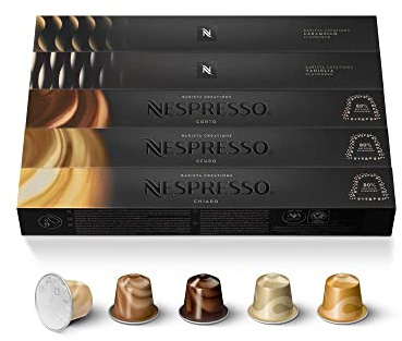 Nespresso Original - Bundle Barista Creations 50 Capsules - 10x Chiaro, 10x Scuro, 10x Corto, 10x Vaniglia, 10x Caramello