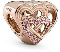 PANDORA Verschlungene Liebesherzen Charm in 14 Karat rosévergoldete Metalllegierung mit Zirkoniasteinen Moments Collection