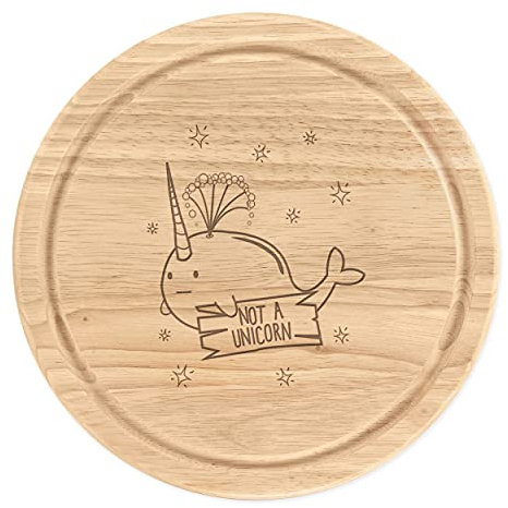 Narwhal Not A Unicorn Schneidebrett aus Holz, rund, 25 cm