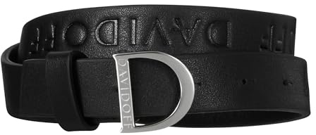 DAVIDOFF Icon Herren Armband Schwarz – elegantes Lederarmband mit durchgehender Logo-Prägung – moderner Herren Schmuck mit D-Schnalle