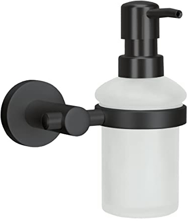 Kleine Wolke Wand-Seifenspender Apollo Nero, Wandaccessoire, Farbe Milky, Material: Aluminium, Glas