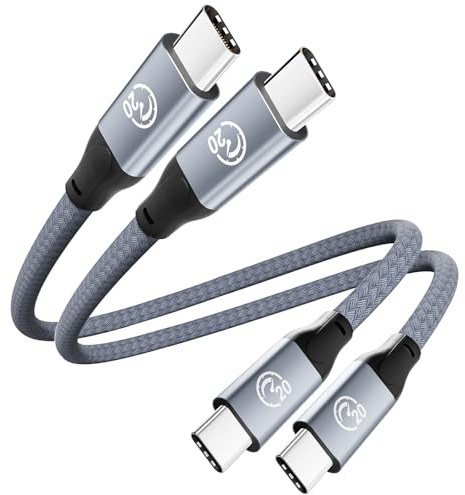 USB C auf USB C Kabel 100W 0.2M(2 Stück), Kurz USB 3.2 Gen 2X2 20Gbps Kabel | Typ-C Ladekabel 5A PD Schnellladekabel, 4K@60Hz Videoübertragung, für iPhone 17 16 15, Galaxy S26 S25, MacBook, Pixel 10/9/8