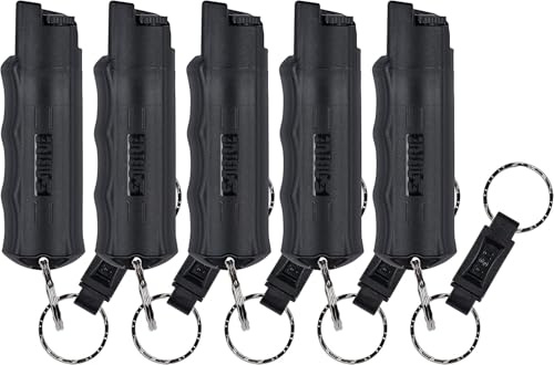 SABRE Pepper Spray - Quick Release Keychain for Easy Carry & Fast Access, Max Police Strength Self Defense OC Spray With UV Dye, 10 Sec. Spray Time, Finger Grip - Faster Aim, 0.54 fl oz, Secure Safety