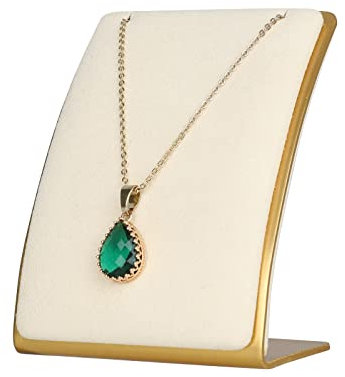 GemeShou Beige Necklace display stand, Velvet Jewelry necklace display holder for selling, small metal earring neck storage organizer, online jewelry photography props【Beige】