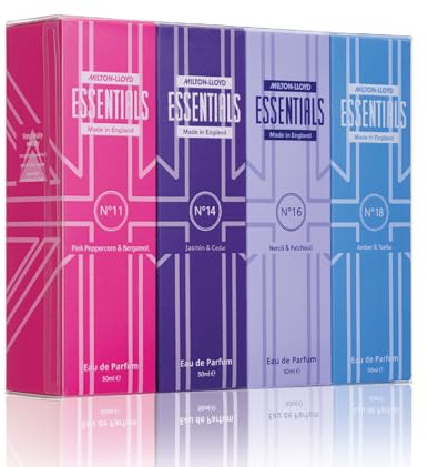 MILTON-LLOYD ESSENTIALS No.11/14/16/18 - EDP for Women - Lavender 4 x 50ml | Fragrance Gift Set, Eau de Parfum for Women, 4-Pack Gift Set for Her