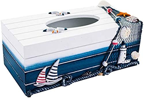 EdirFtra Caja de Papel de Madera, Caja de pañuelos cosméticos, Caja de pañuelos de Estilo mediterráneo, Caja de pañuelos de decoración de Mesa de Vela, Dispensador de pañuelos cosméticos