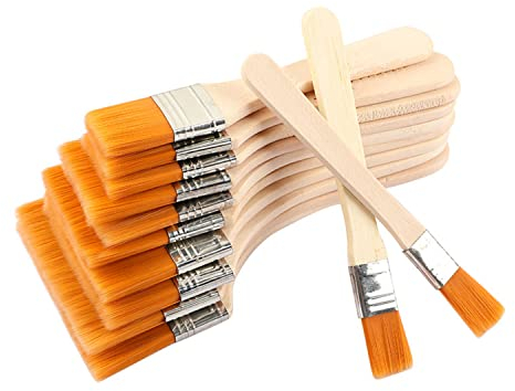 Set de 12 Piezas de Brochas y Pinceles de Pintura - Cerdas Planas de Madera para Pared y Muebles - Cepillos Profesionales