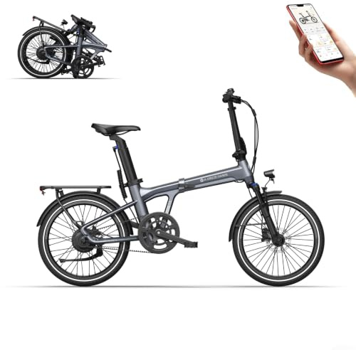 A Dece Oasis Ado Air20 V26 Bicicleta Eléctrica Plegable, E-Bike Ultraligera 20'' con Suspensión, Motor 250W/50Nm, Autonomía 100km, App Ado, Pantalla IPS de 2,4''