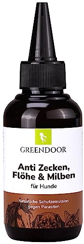 GREENDOOR Zecken Floh und Milbenschutz Anti Zecke 100ml, Schutz für Hunde, Abwehrlotion gegen beißende und saugende Insekten
