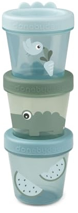 Done by Deer Baby-Snackbox 3-er Set Croco Grün - Ø8 x H 8 cm - Behälter mit Schraubverschluss - Snackboxen aus 100% PP, Dichtungsring: 100% Silikon in Lebensmittelqualität