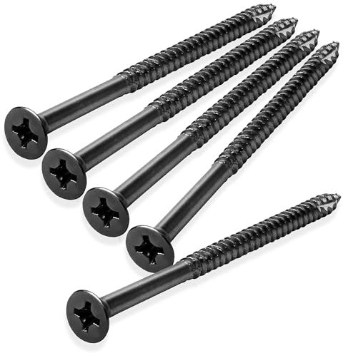 Cauldham Black Wood Screws #9 x 3 Inch for Door Hinges - 25 Pack