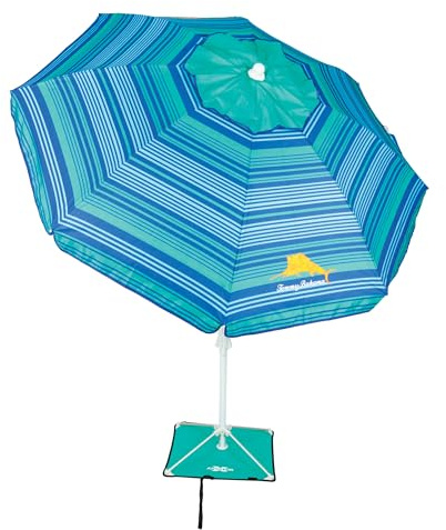 Tommy Bahama 6' ANCHORX Adjustable Beach Umbrella Base System with Sand Anchor and Carrying Bag, SPF 50+ Protection Portable Outdoor Market Umbrella, Multi
