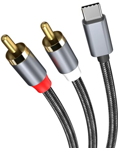 MMOBIEL Chinch auf USB-C Audio Kabel - Type-C zu 2 RCA Stecker Y Splitter für Smartphones, Tablets, Lautsprecher - 1,2m