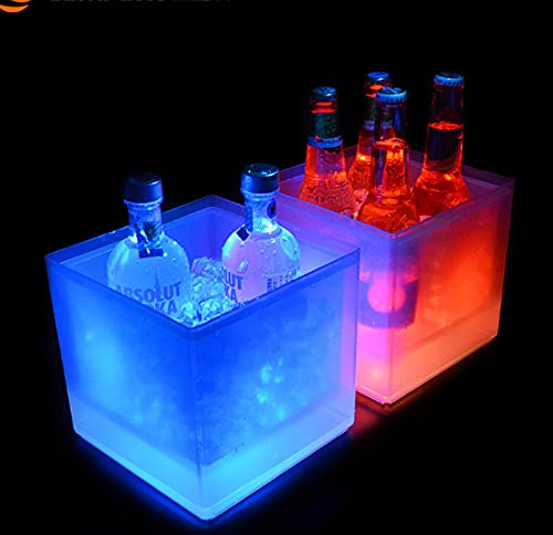 LED Eiskübel Eiswürfelbehälter Eisbehälter Flaschenkühler Weinkühler Eiskühler Bunter Blitz zum Kühlen Von Champagner Wein Getränke Bier für Party Bar Club