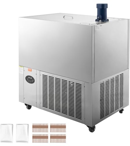 VEVOR Macchina Ghiaccioli Commerciale in Acciaio Inossidabile, Set di 4 Stampi Macchina per Fare Ghiaccioli 120 Pezzi, Macchina Ghiaccioli con Bastoncini di Ghiaccio per Bar 30 Pezzi Set di stampi