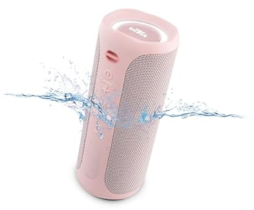 Vieta Pro Altavoz Bluetooth Potente, Resistente al Agua, 10H de Batería, Micrófono y Radio FM. Altavoz Portátil Grande True Wireless, Aux In, USB, Asistente de Voz y Sistema de Luces | Upper 3 Rosa