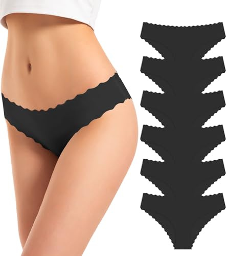TANSTC sous-Vêtements Femme Coton sous-Vêtements Respirants Slip Hipster Panties Confortable Ensemble Femme Sexy Multipack Lot de 6, Noir M