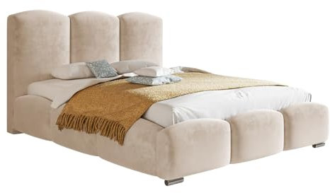 Emporius Polsterbett 180x200 Roma - Doppelbett mit Bettkasten, Bett 180x200, Hersteller Möbel - Velvet (Beige - Amor Velvet 4304)