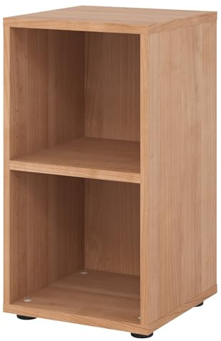 bümö Regal Nussbaum, Standregal aus Holz für 2 Ordnerhöhen - Bücherregal klein 40 cm schmal, Aktenregal für Ordner & Bücher, kleines Büroregal, Holzregal, Ordnerregal, Buchregal Dachschräge