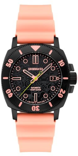 Spinnaker Herren-Armbanduhr 42 mm Hull Diver Automatik Spongebob Schwammkopf Limited Edition mit Silikonarmband SP-5147, Pink Patrick, Armband