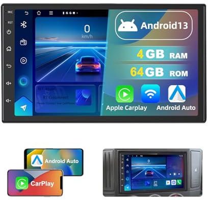 Dvrmedia Autoradio 4GB+64GB Android 13 für Vw Passat B5 Golf Iv Polo Mk3 Mk4 Skoda Octavia Seat 7 Touchscreen mit Bluetooth Radio kabellos CarPlay Android Auto Autoradio 2din mit GPS FM WiFi DSP