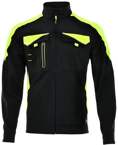 Sara Workwear arbetsjacka NEOFLEX 260 g/m² 58 % bomull med reflekterande ränder, Svart / gul, 52