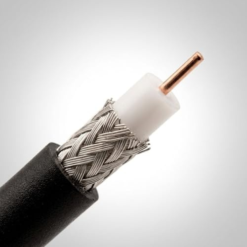 Cavo coassiale RG58U | 50Ohm | Rame | PVC | Basse perdite | Elevata flessibilità | per impianti a radiofrequenza | 100 metri