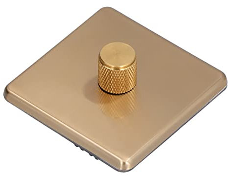 Élégant Variateur de Lumière en Laiton brossé, Type Bouton, Interrupteur en Acier Inoxydable pour la Maison AC220V, Variateur LED, Applicable pour le Salon (lumière monotone)
