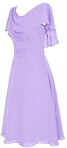 Robe de fête pour femme - Élégante - Courte - Robe de mariage formelle - Taille haute - Col rond - Couleur unie - Pour usage occasionnel - Robe maxi à manches courtes - Grandes tailles, lilas, XXXL
