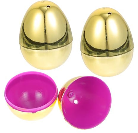 Vaguelly 10pcs Stackable Gold Plastic Easter Eggs Refillable Ornament Holder for Party Home Easter Decoration