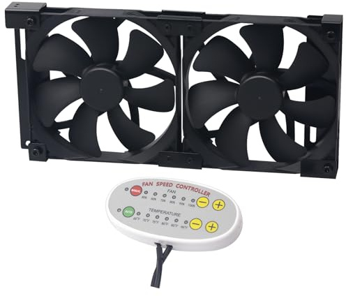 Kylskåpsfläkt 12 V RV 140 mm, kylskåpsfläkt, kylskåpsgaller och ventilationsgaller, justerbara temperaturinställningar, högteknologisk fjärrkontroll inkl