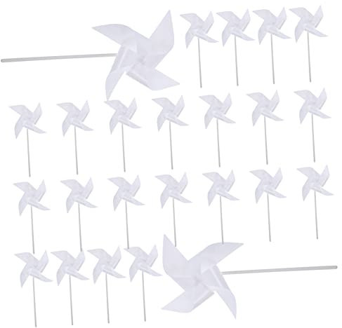 Toyvian Moulins à Vent en Plastique Vierges 24 Pièces pour Garçon Et Filles DIY Petit Format Présents De Fête pour Activités Manuelles, Décorations Créatives Et Ateliers Scolaires